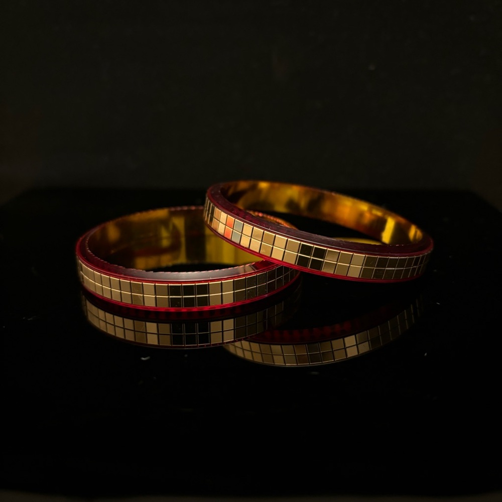 Vintage and NWOT Two South Asian Fashion Bangles (red and gold)